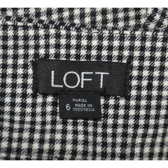 LOFT Black & White Gingham Ankle Pants Trousers Size 6 Pockets Career Stretch - Picture 8 of 10